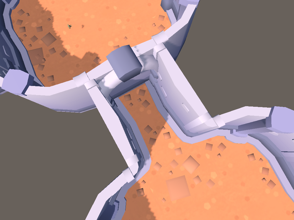 A walkway in the hub, the kind of floor the bolts were born inside.